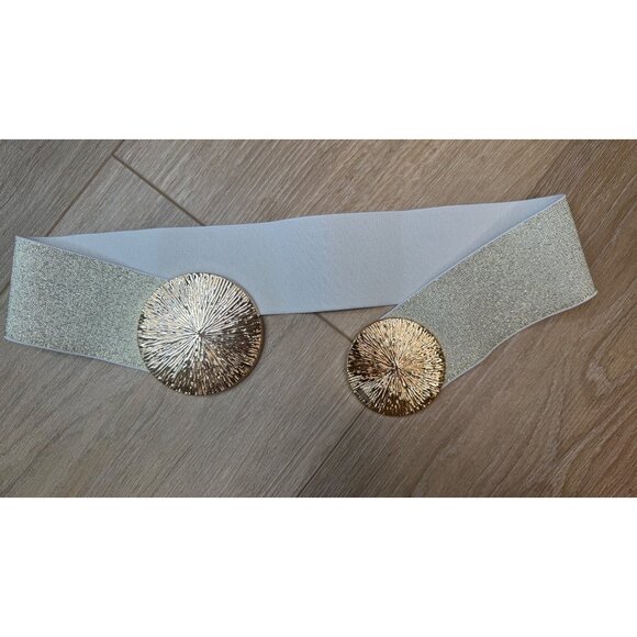 NEW Elastic Wide Corset Safe Waist Belt Metallic Snap Buckle Beige Cinch… - Picture 7 of 12